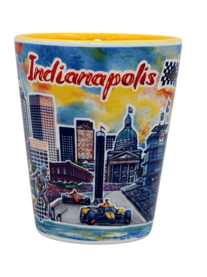 Indianapolis Indiana Yellow Ceramic Shot Glass
