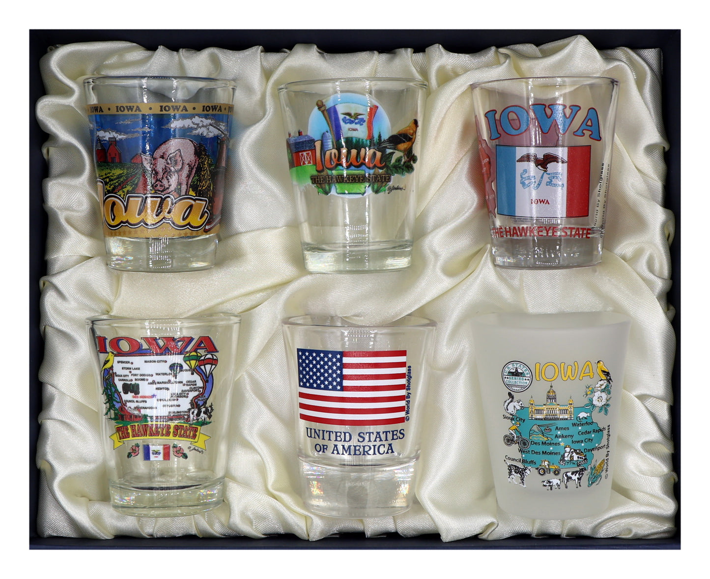 Iowa United States USA Souvenir Boxed Shot Glass Set (Set of 6)