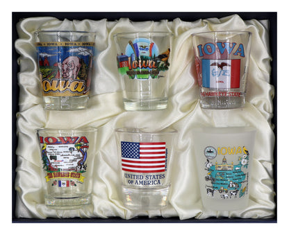 Iowa United States USA Souvenir Boxed Shot Glass Set (Set of 6)