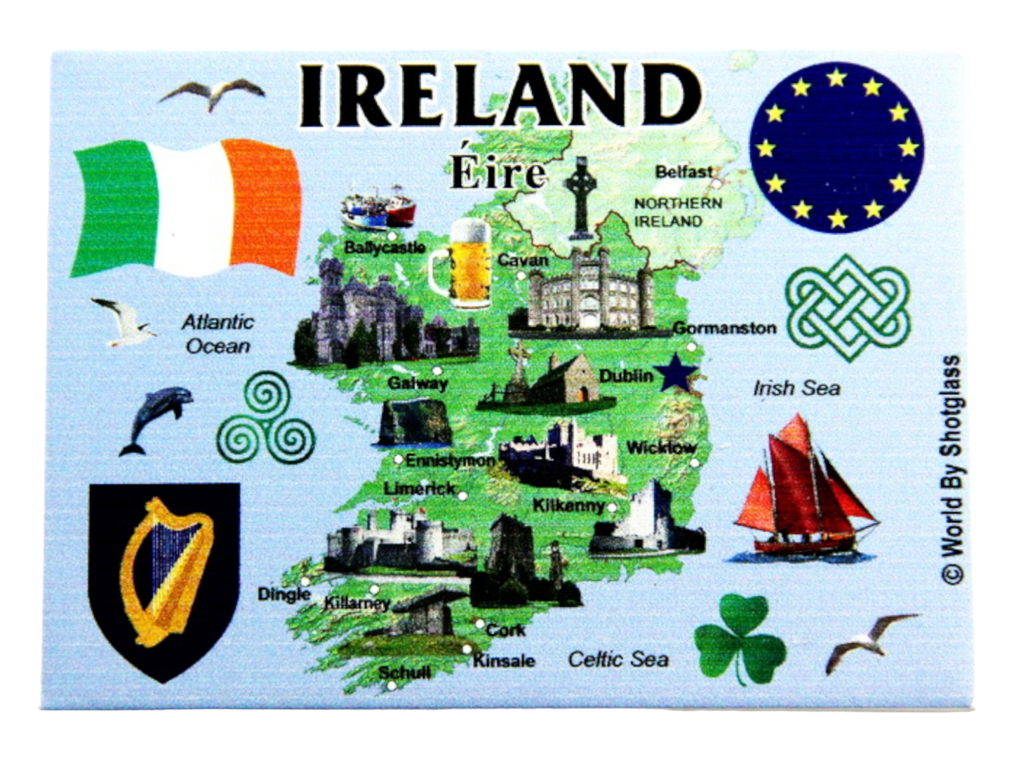 Ireland EU Series Souvenir Fridge Magnet 2.5 inches X 3.5 inches