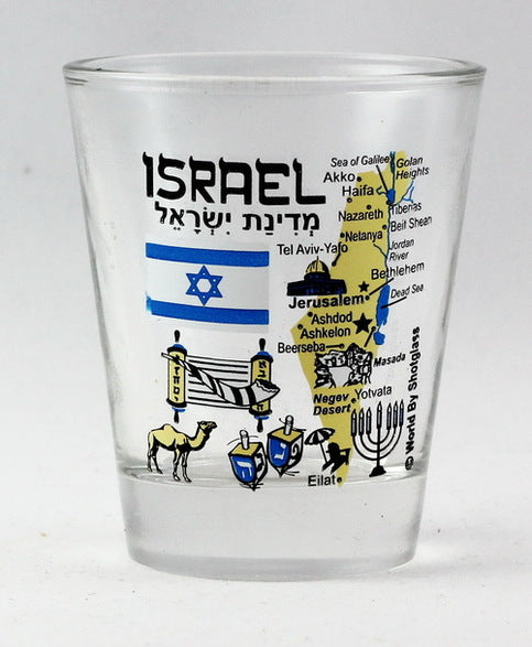 Israel Landmarks And Icons Collage Shot Glass