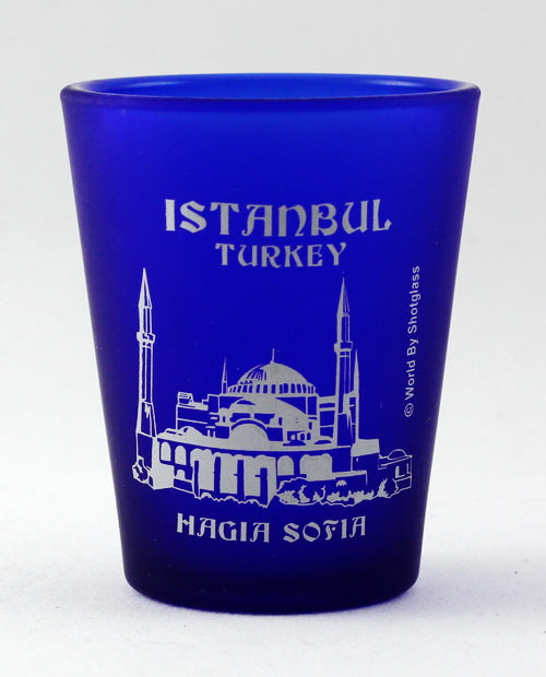Istanbul Turkey Hagia Sofia Cobalt Blue Frosted Shot Glass