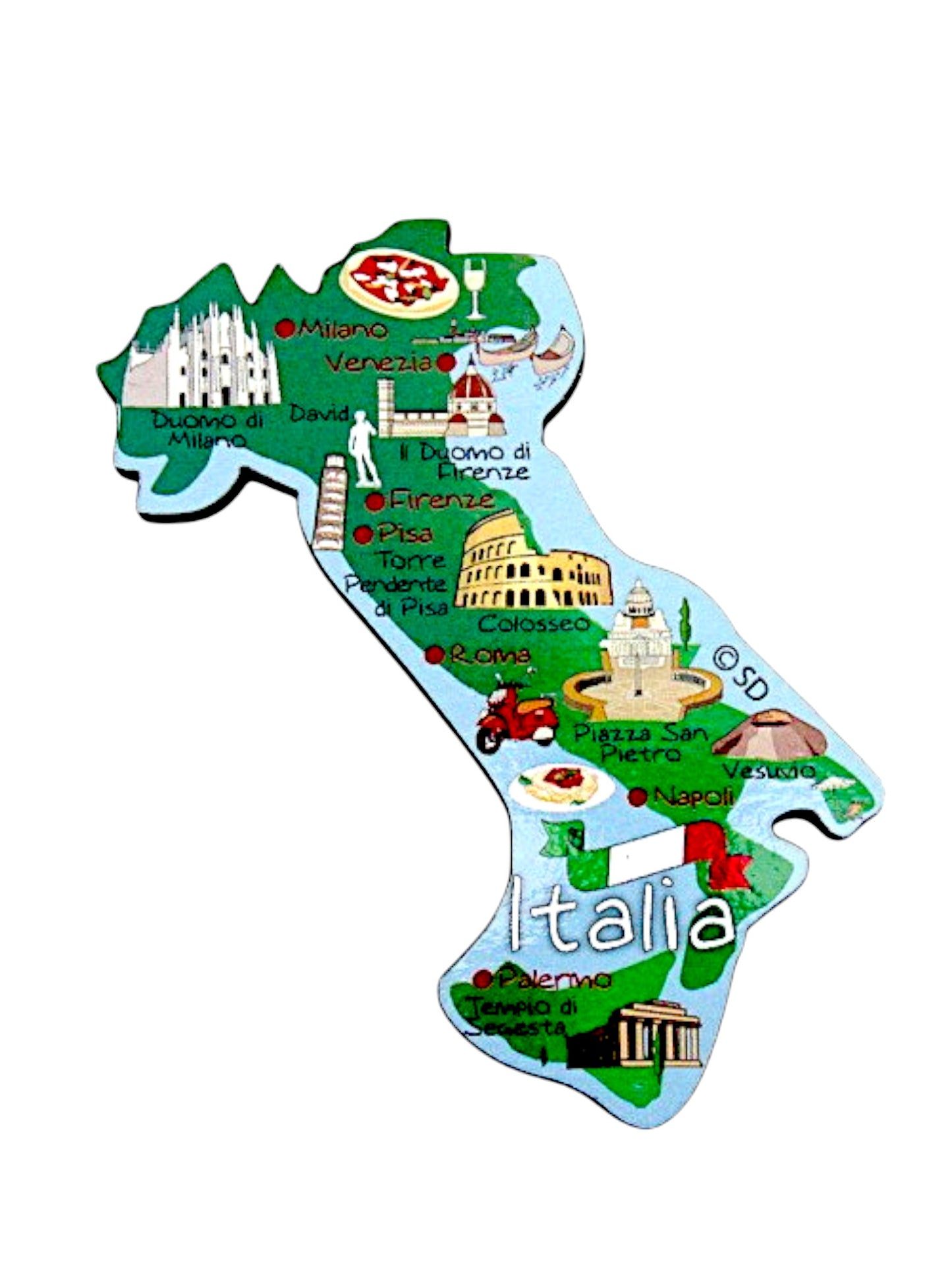 Italy Decowood Jumbo Wood Fridge Magnet 4.25" x 1.75"