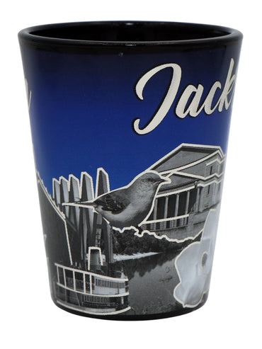 Jackson Mississippi Blue Silver Line Shot Glass
