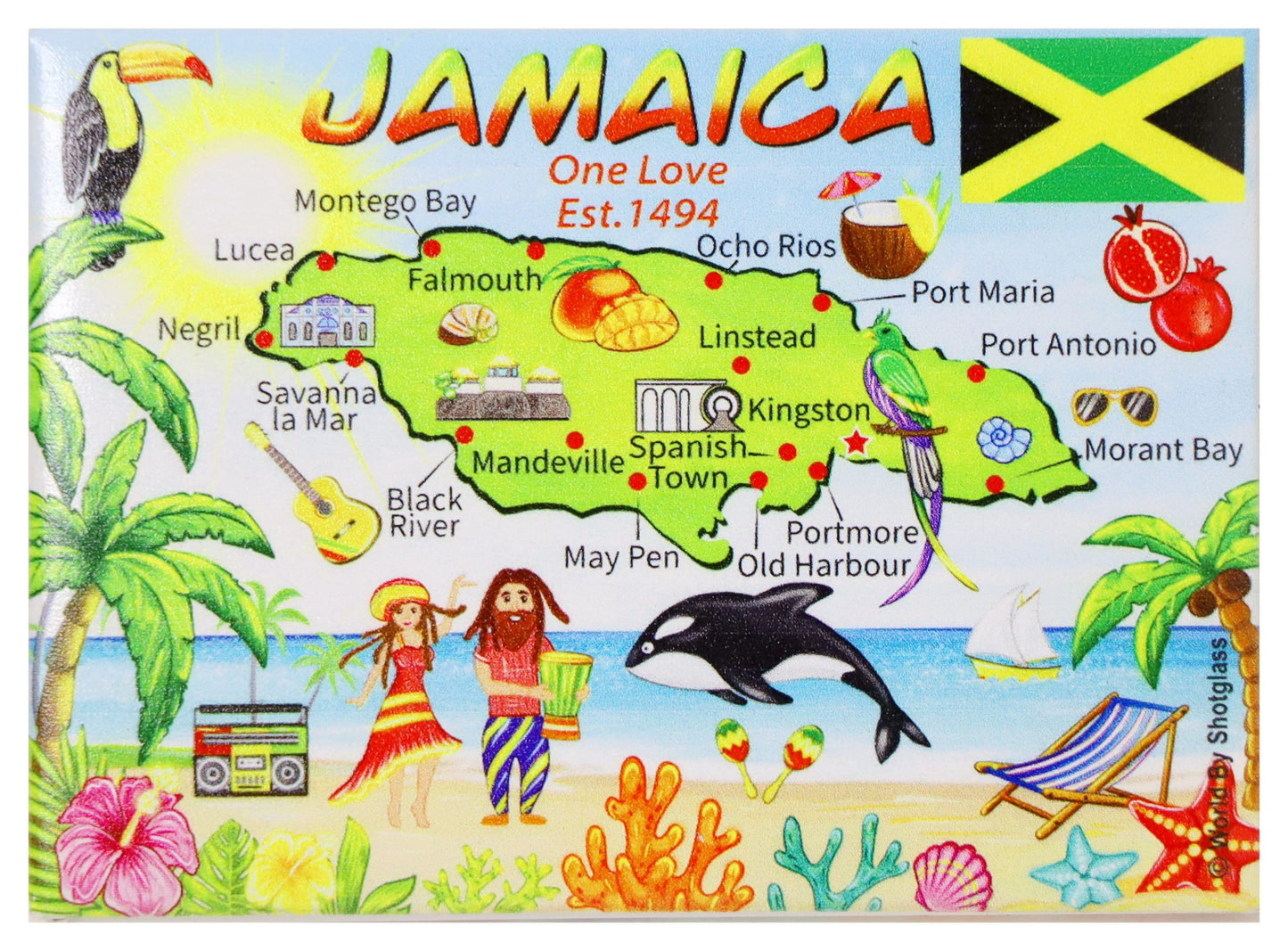 Jamaica Map Caribbean Fridge Collector's Souvenir Magnet 2.5" X 3.5"