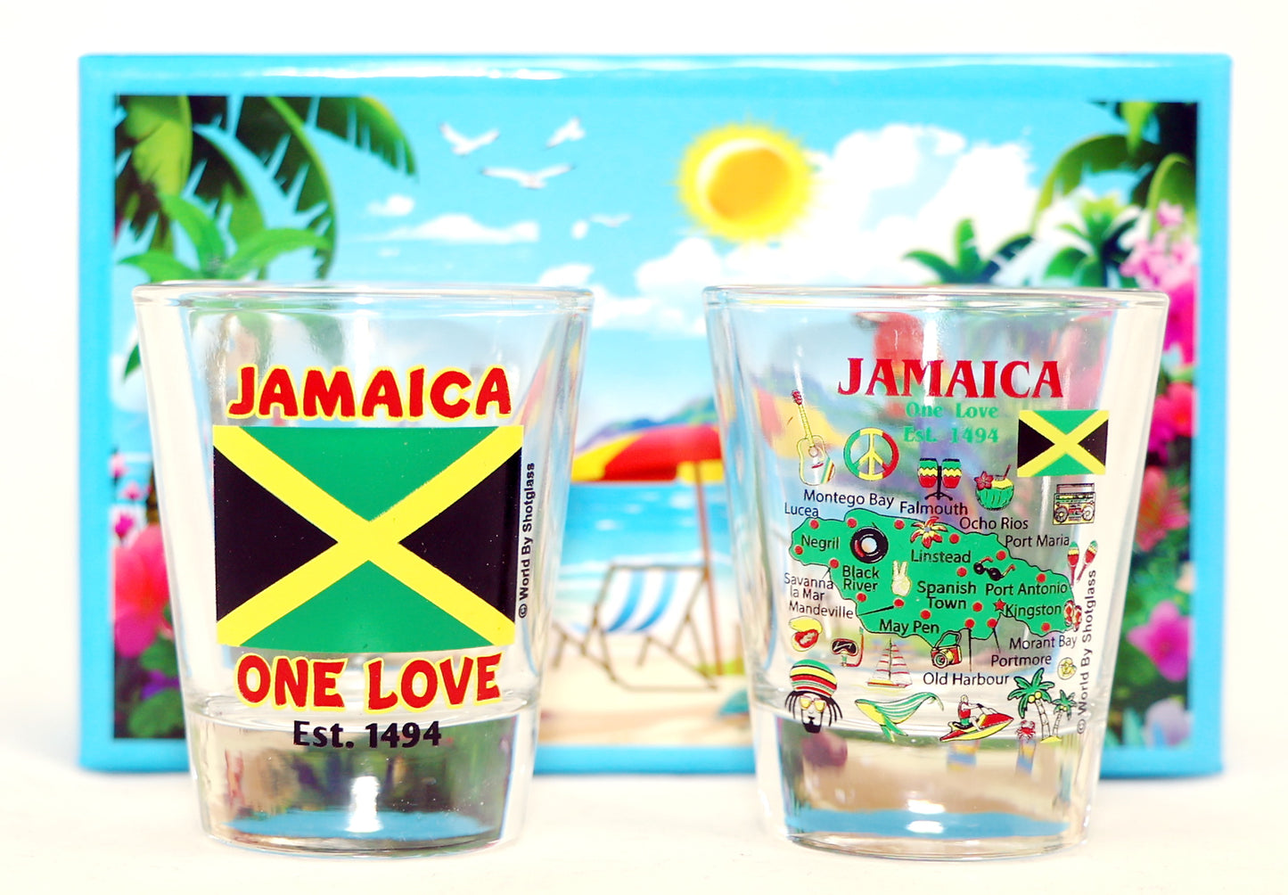 Jamaica Caribbean Shot Glass Boxed Set (Set of 2)