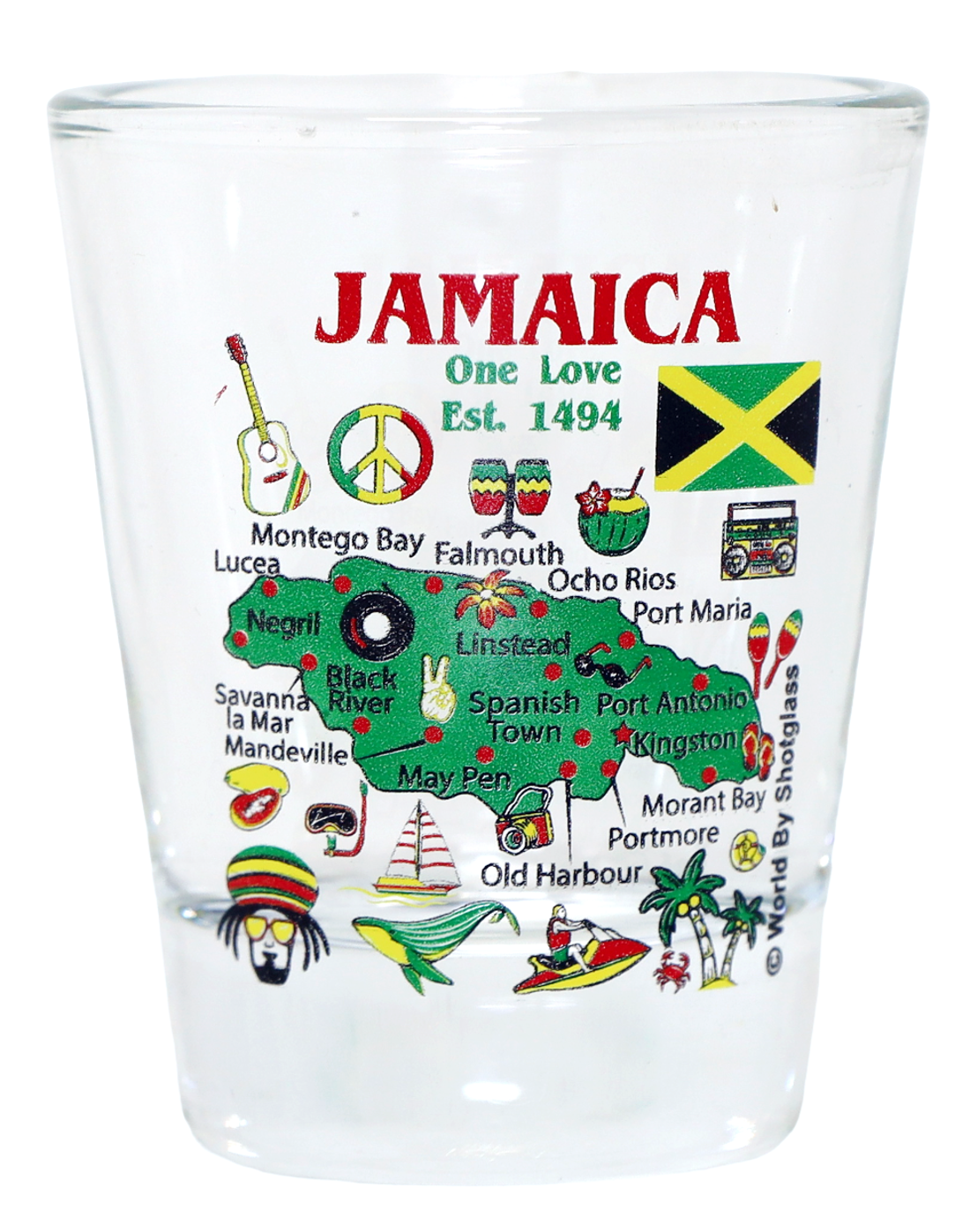 Jamaica Caribbean Shot Glass Boxed Set (Set of 2)