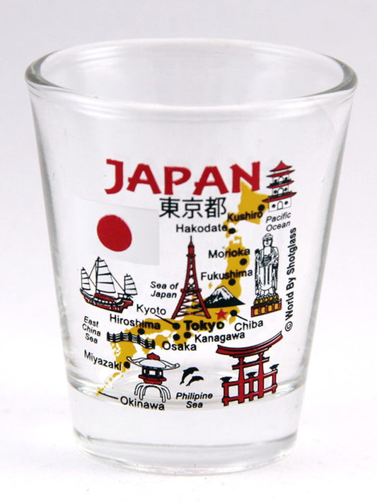 Japan Landmarks and Icons Collage Shot Glass