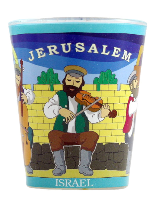 Jerusalem Israel Folk Musicians Shot Glass