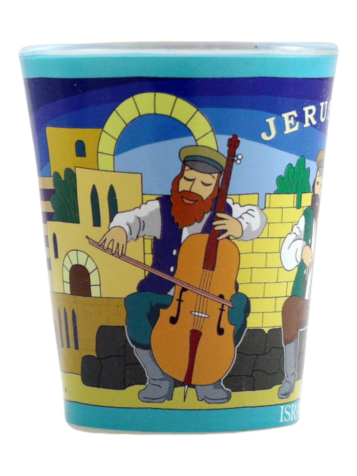 Jerusalem Israel Folk Musicians Shot Glass