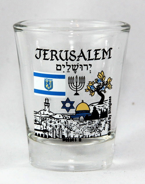 Jerusalem Israel Landmarks and Icons Collage Shot Glass