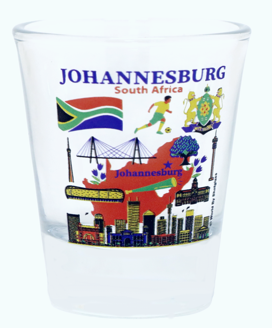 Johannesburg South Africa Landmarks and Icons Collage Shot Glass