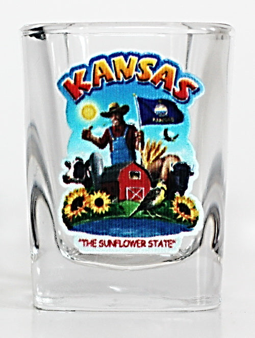 Kansas State Montage Square Shot Glass