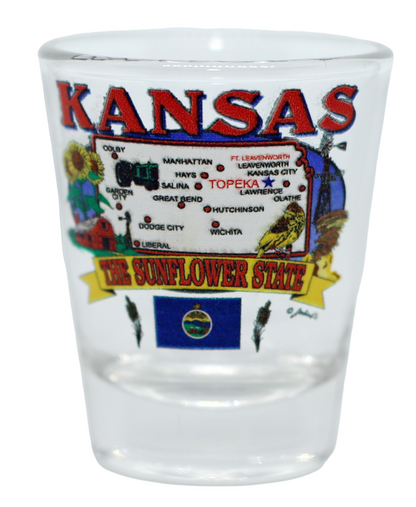 Kansas United States USA Souvenir Boxed Shot Glass Set (Set of 6)