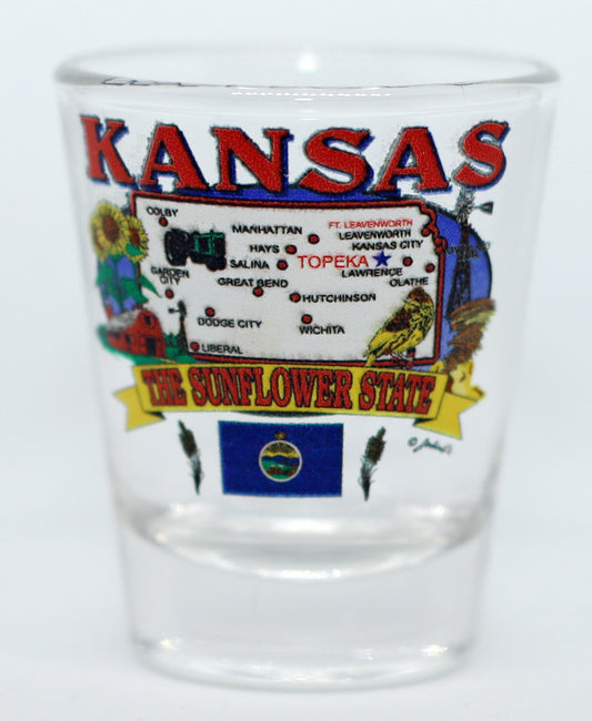Kansas State Elements Map Shot Glass