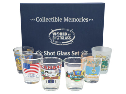 Kansas United States USA Souvenir Boxed Shot Glass Set (Set of 6)