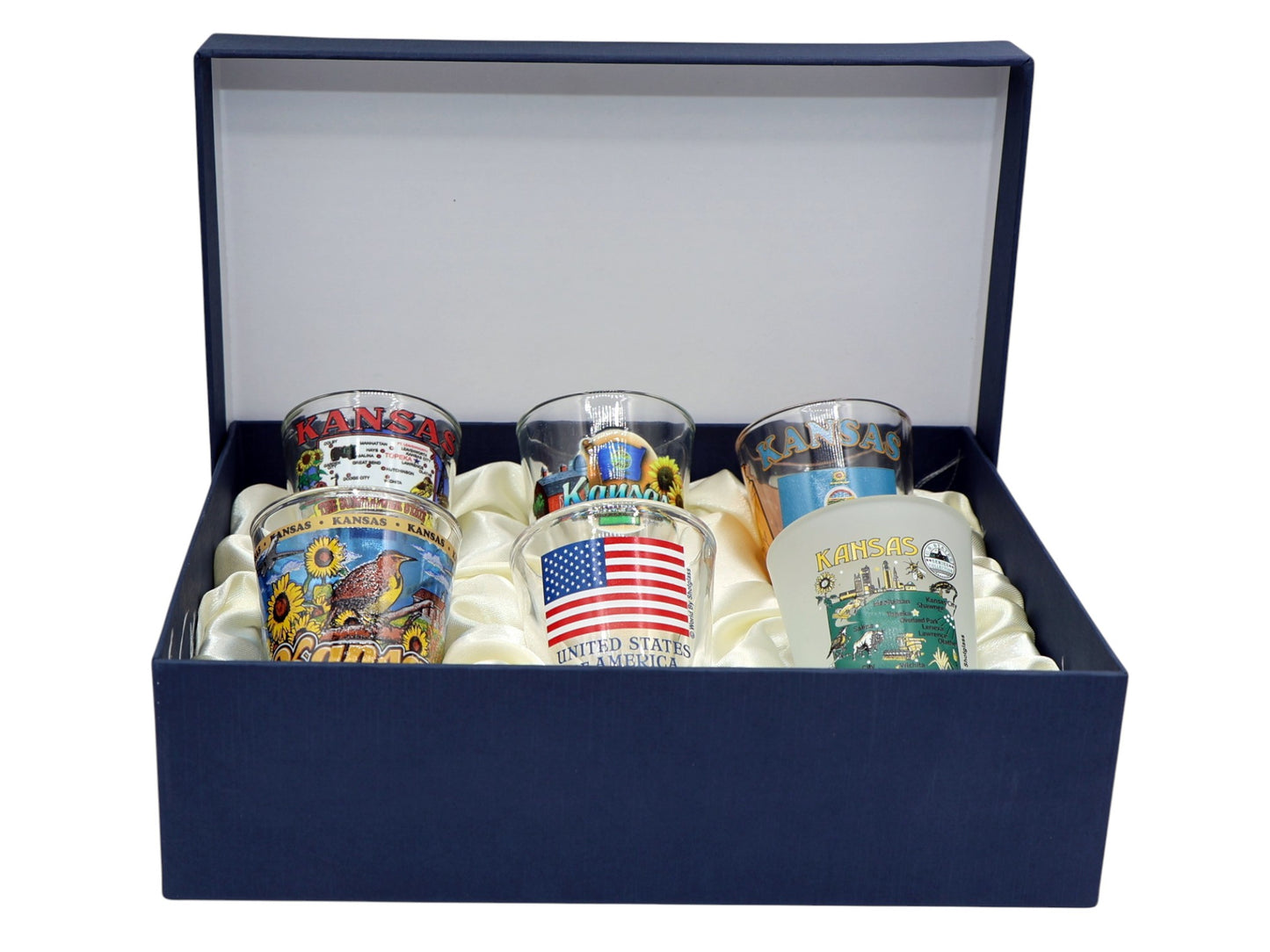 Kansas United States USA Souvenir Boxed Shot Glass Set (Set of 6)