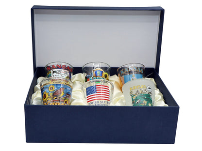 Kansas United States USA Souvenir Boxed Shot Glass Set (Set of 6)