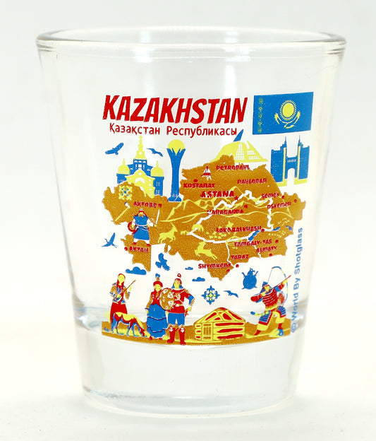 Kazakhstan Landmarks and Icons Collage Shot Glass