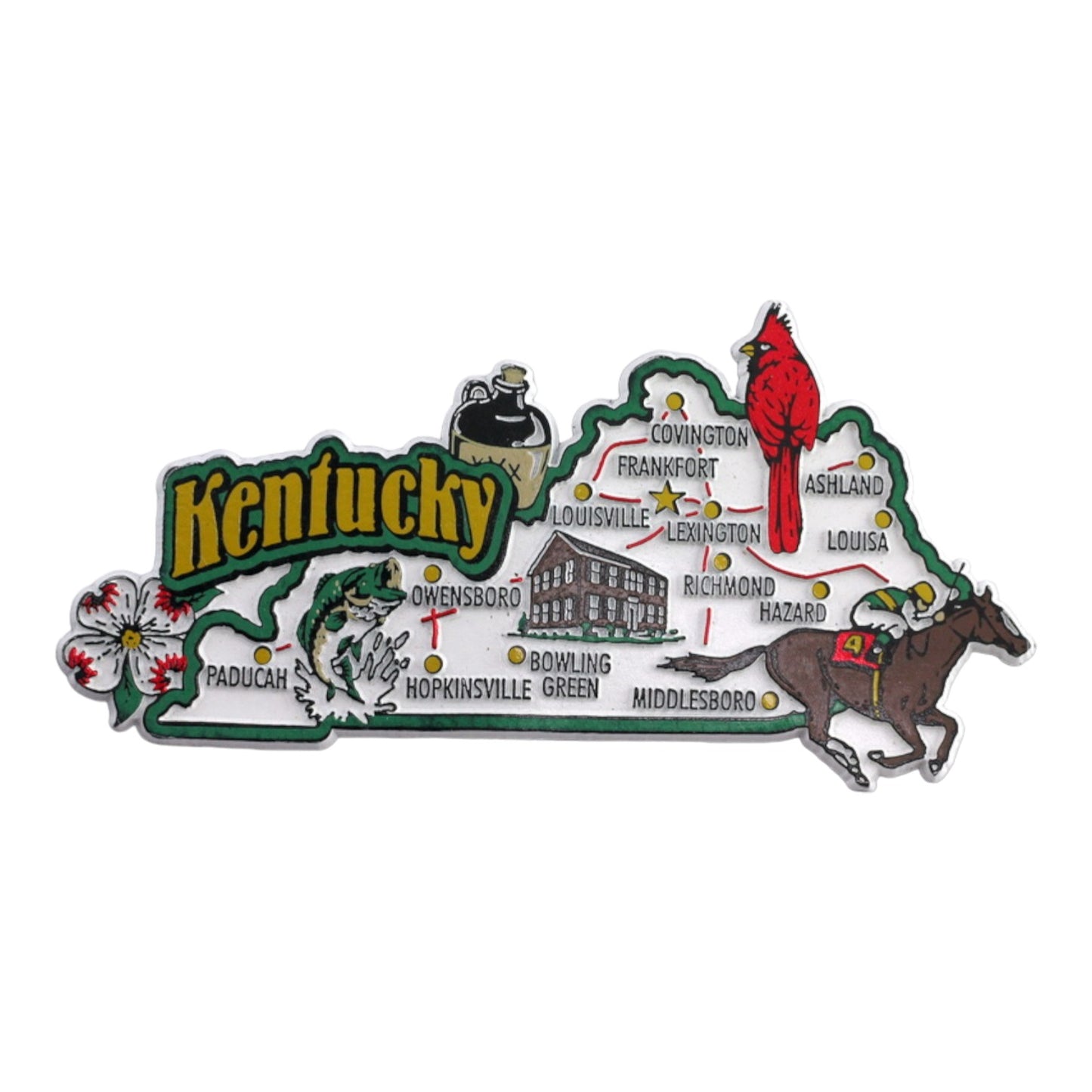 Kentucky State Map and Landmarks Collage Fridge Souvenir Collectible Magnet