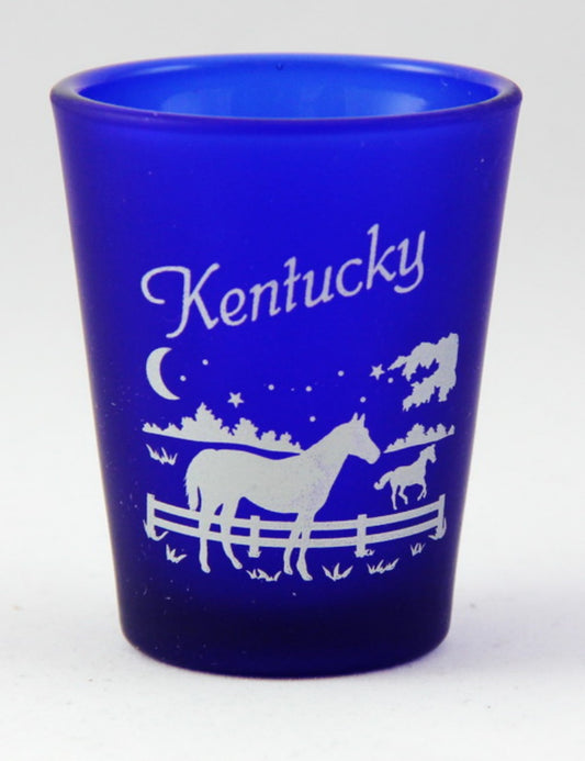 Kentucky Cobalt Blue Frosted Shot Glass