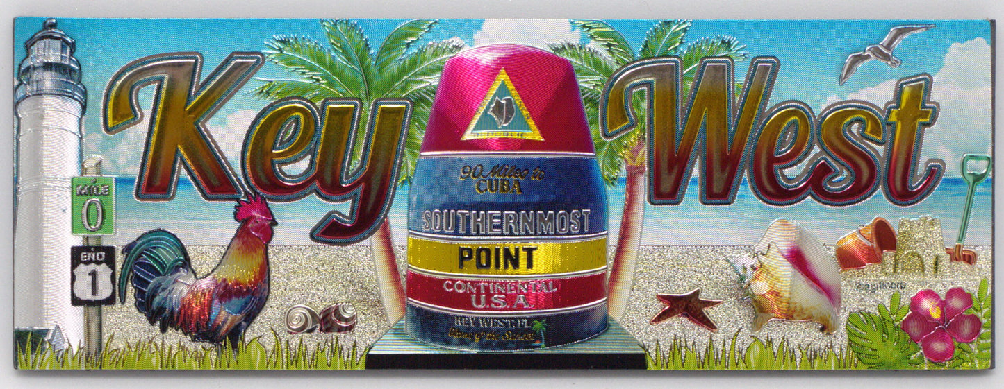 Key West Buoy Conch Rectangular Foil Magnet 2" x 5"