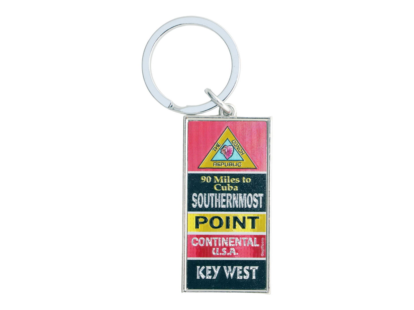 Key West Florida Buoy Rectangular Metal Keychain 2.25" X 1.25"