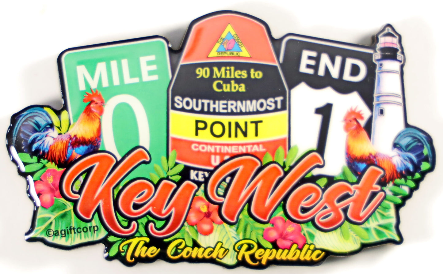 Key West Florida Attractions MDF Magnet 4" x 2.75" x 0.25"