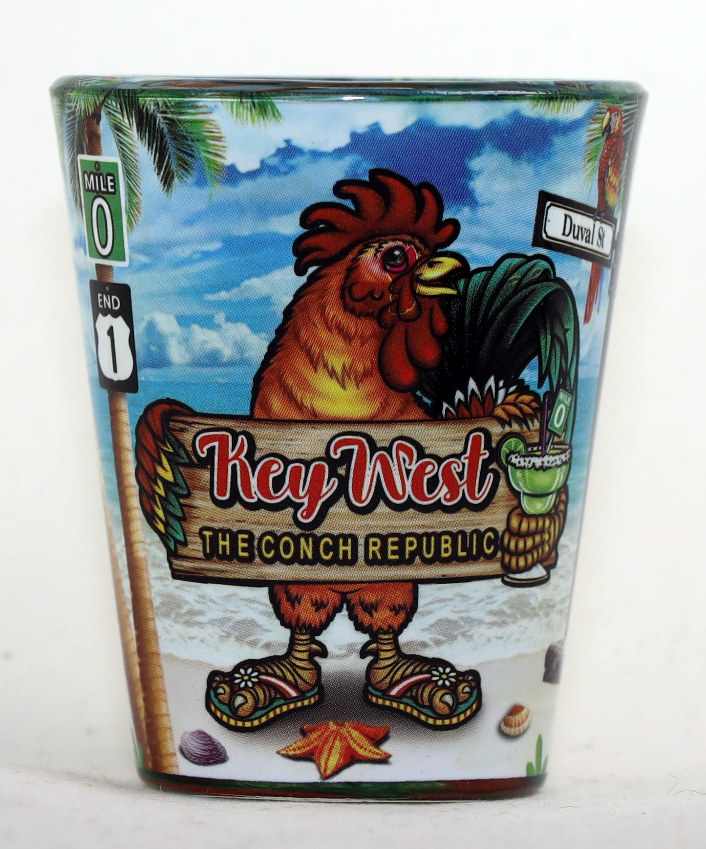 Key West Florida Rooster In-and-Out Shot glass