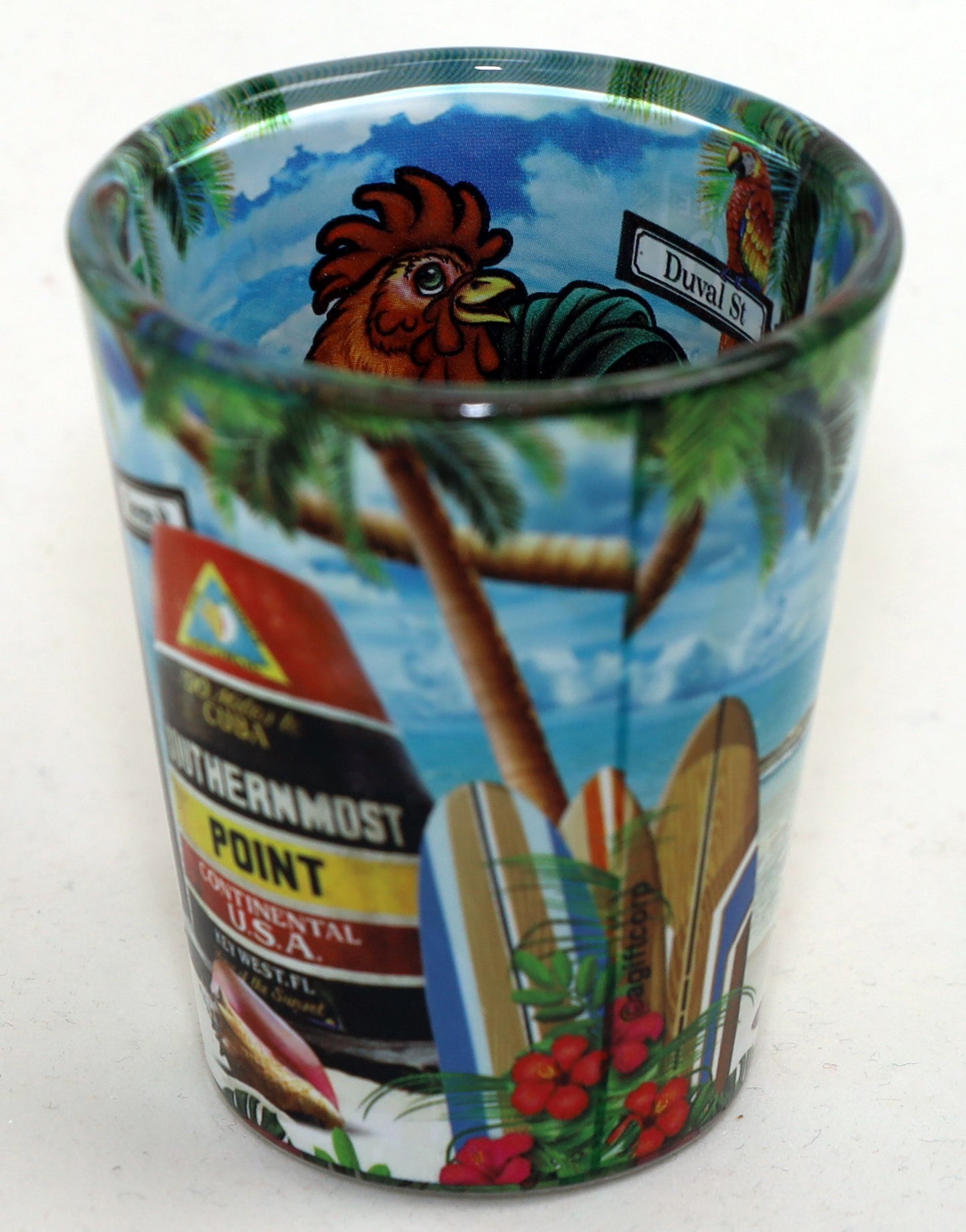 Key West Florida Rooster In-and-Out Shot glass