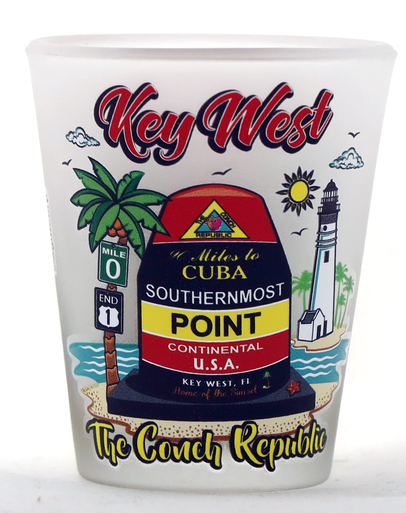 Key West Florida Scene Frosted Shot Glass