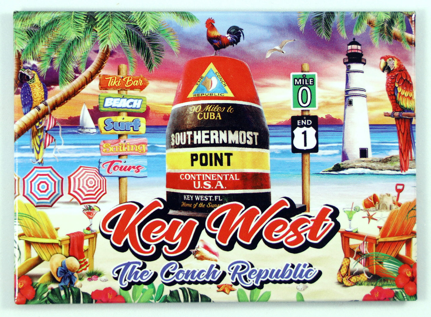 Key West Florida Scene Pop Art Magnet 2.5" x 3.5"