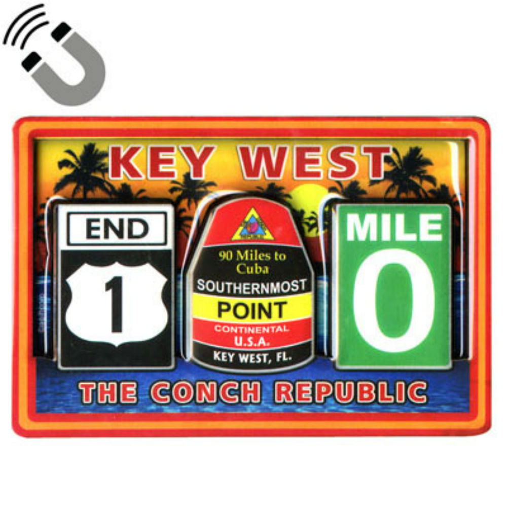 Key West Florida Icons Dual Layer MDF Magnet 2.25" x 3.5"