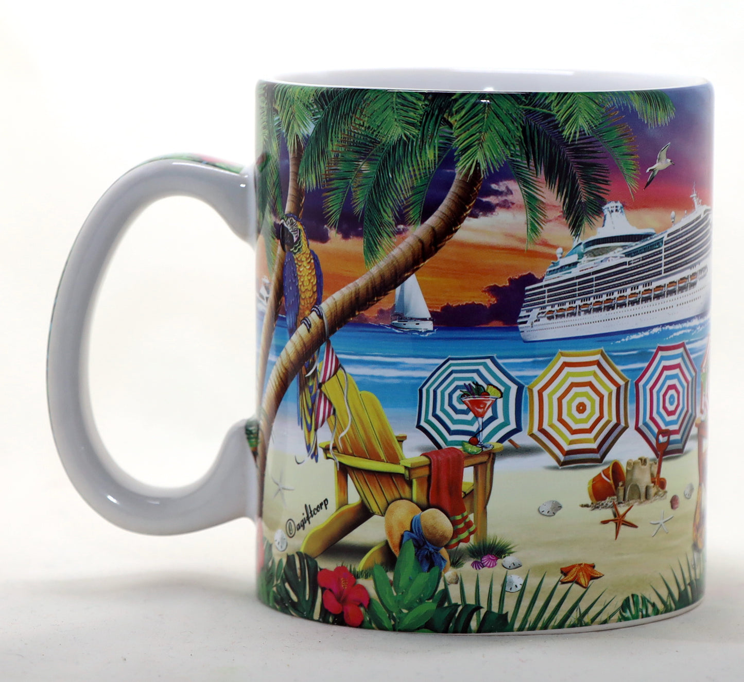 Key West Florida Scene Full Wrap Mug Souvenir Collectible Large Coffee Mug (4" H x 3.75" D) 18oz