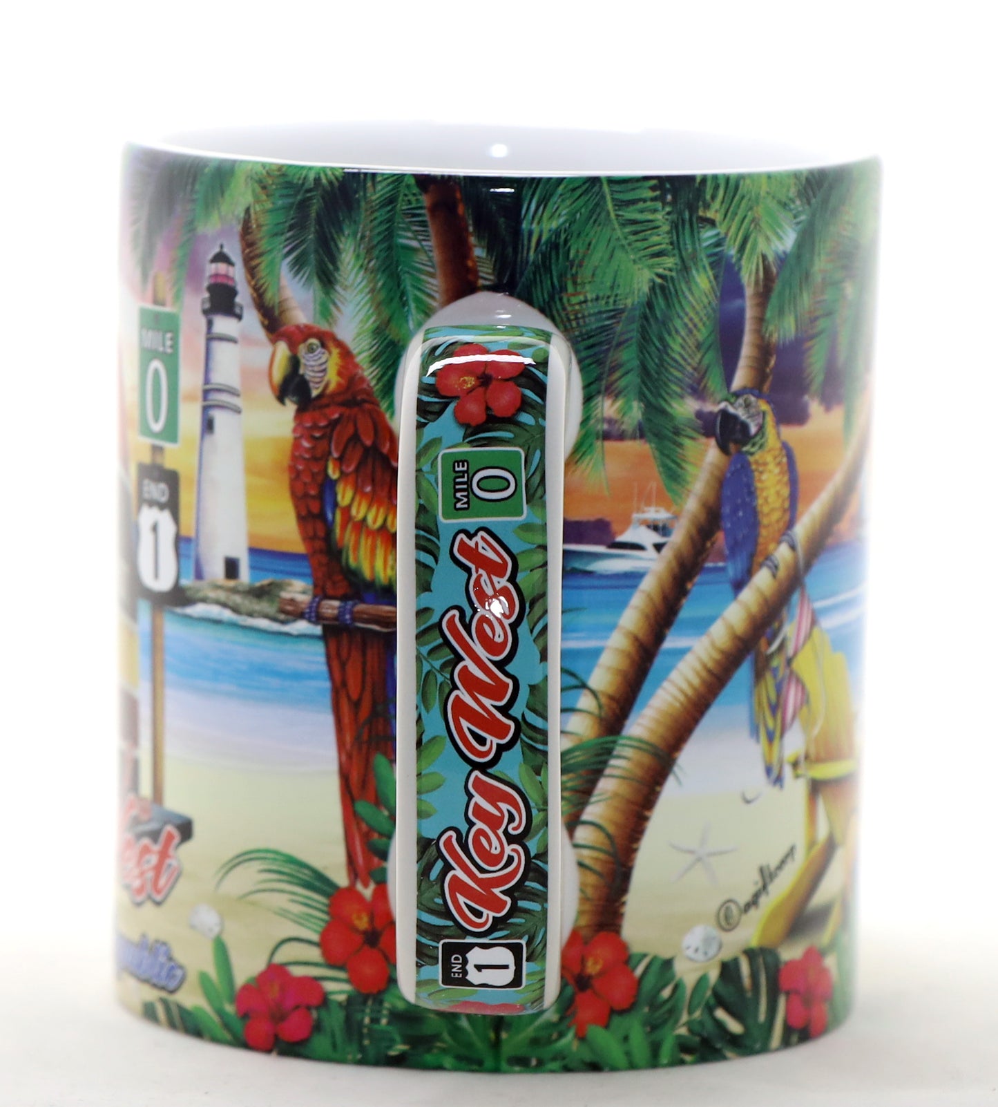 Key West Florida Scene Full Wrap Mug Souvenir Collectible Large Coffee Mug (4" H x 3.75" D) 18oz