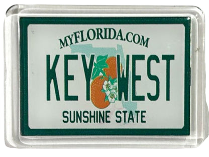 Key West Florida License Plate Acrylic Small Fridge Collector's Souvenir Magnet 2.35" X 1.75"