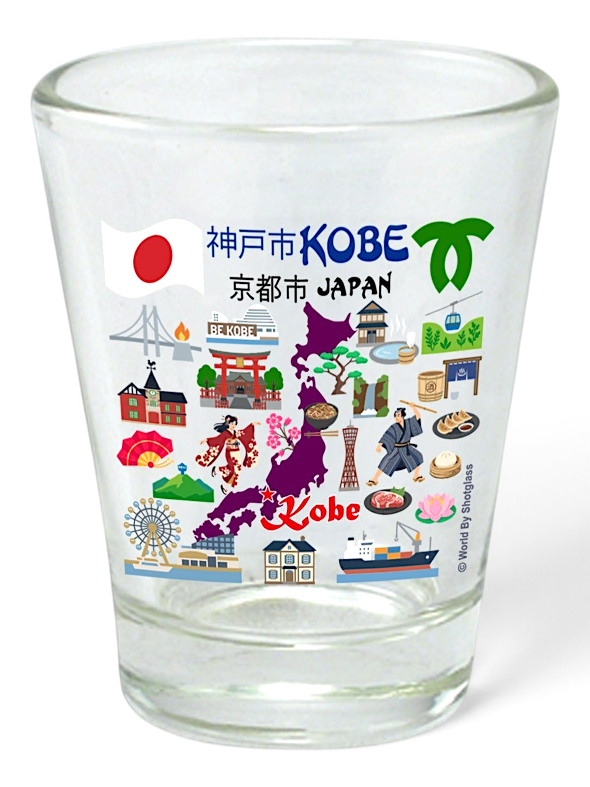 Kobe Japan Landmarks and Icons Collage Shot Glass