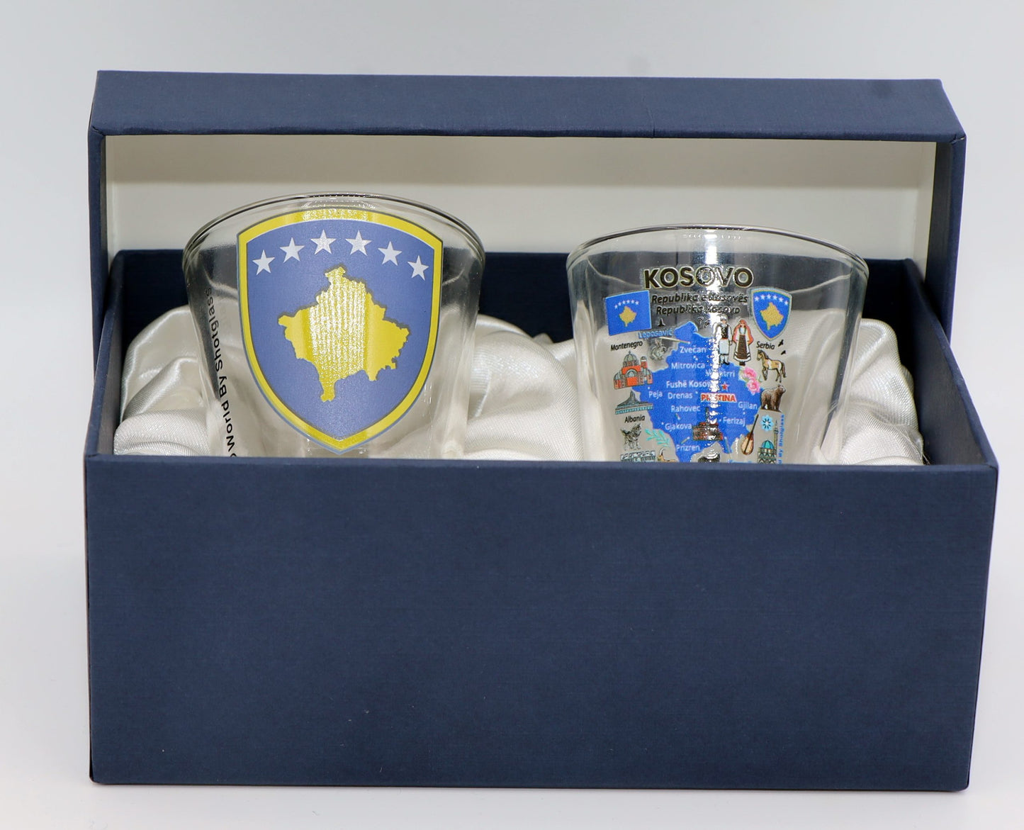 Kosovo Souvenir Boxed Shot Glass Set (Set of 2)