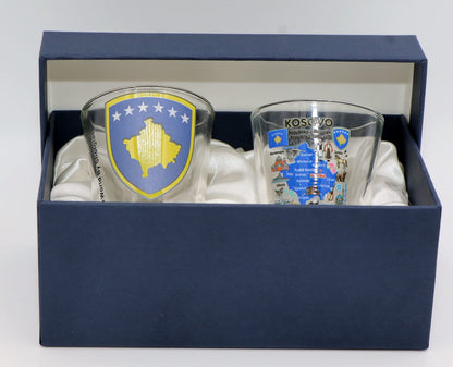 Kosovo Souvenir Boxed Shot Glass Set (Set of 2)