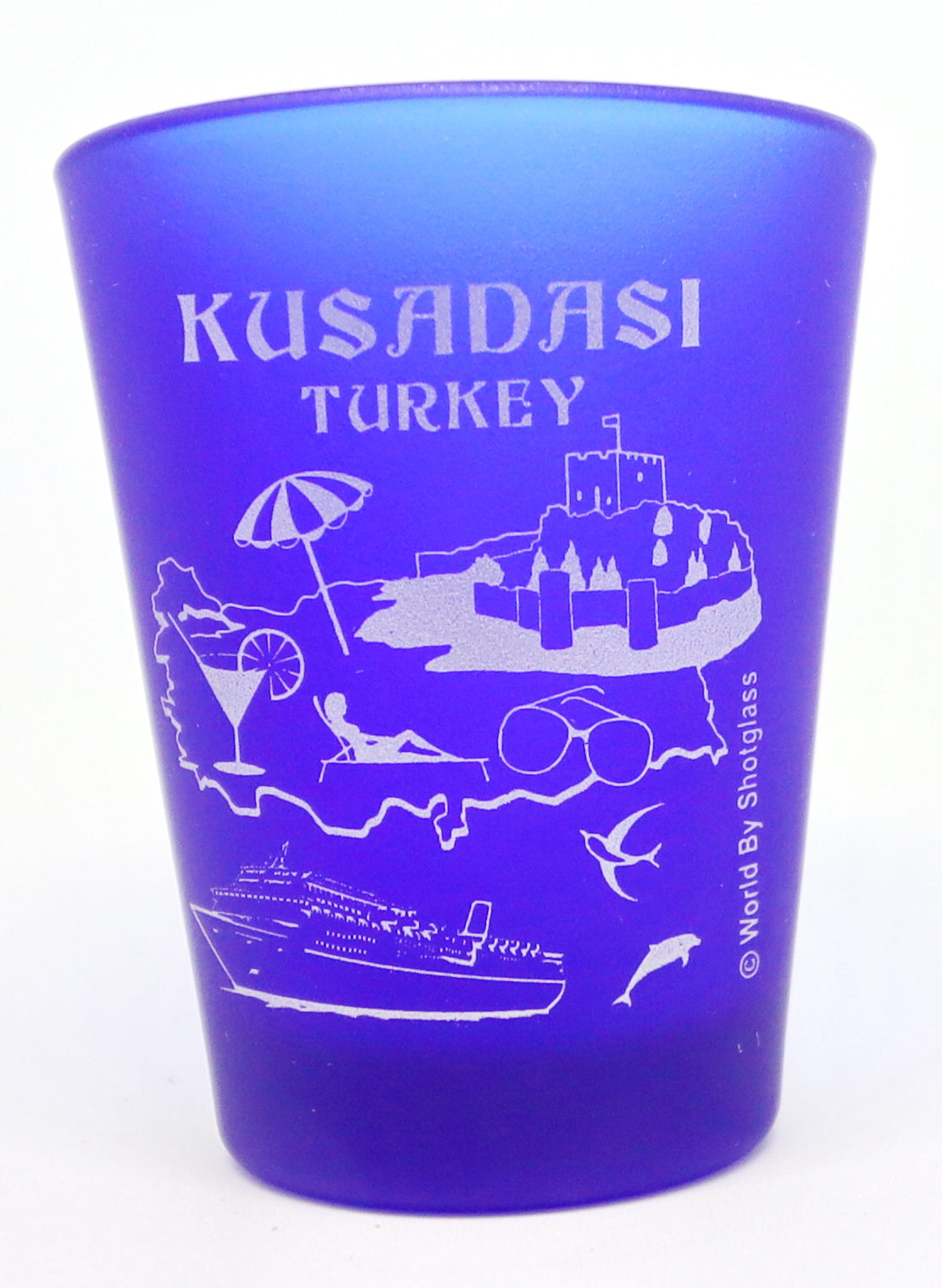 Kusadasi Turkey Cobalt Blue Frosted Shot Glass