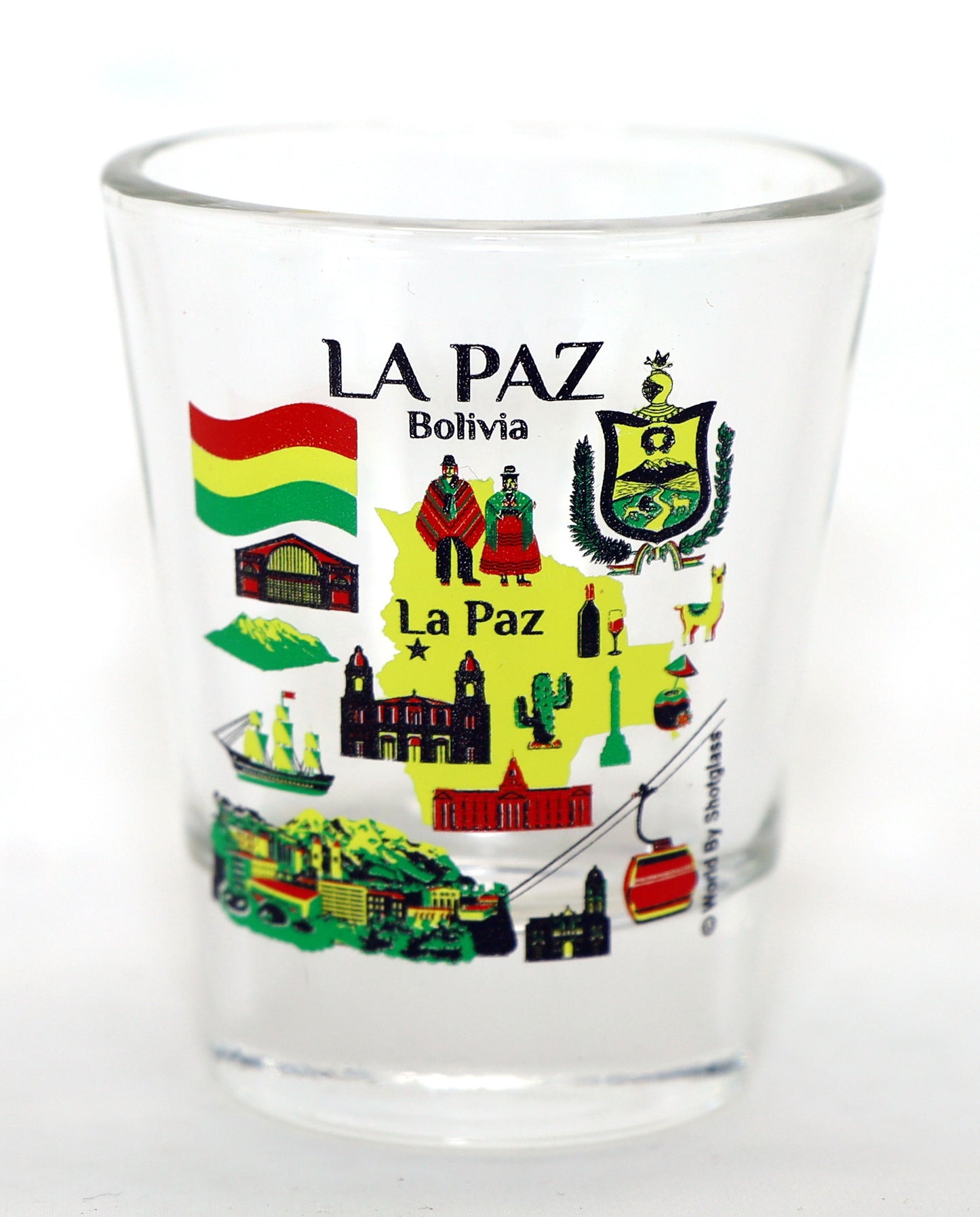 La Paz Bolivia Landmarks and Icons Collage Shot Glass