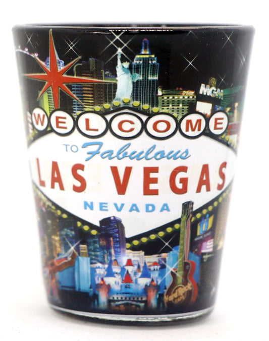 Las Vegas Nevada City Collage Black Shot Glass