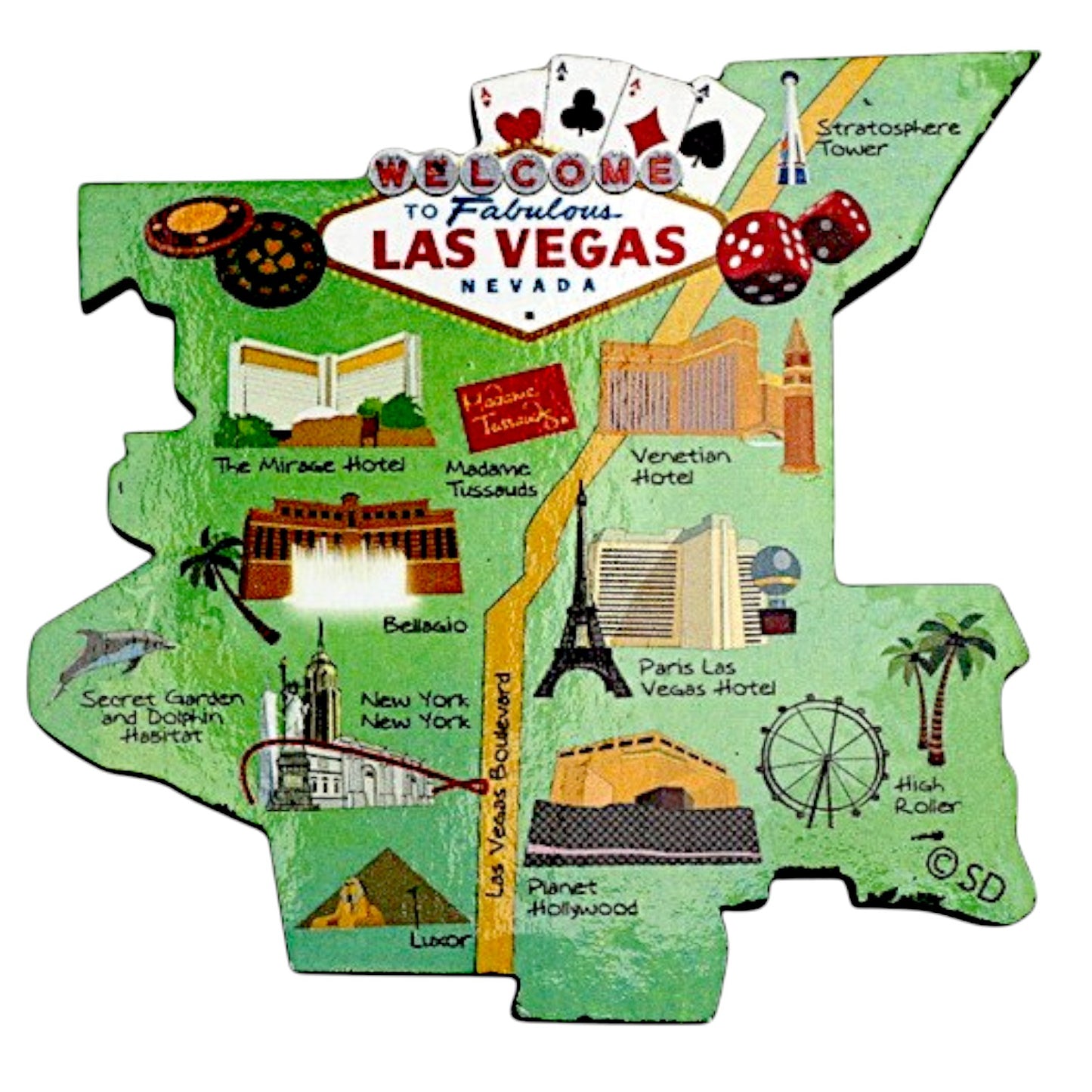 Las Vegas Nevada USA Decowood Jumbo Wood Fridge Magnet 3.6" x 3.2"
