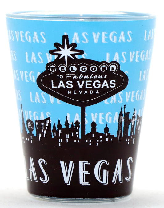 Las Vegas Nevada Baby Blue Skyline Shot Glass