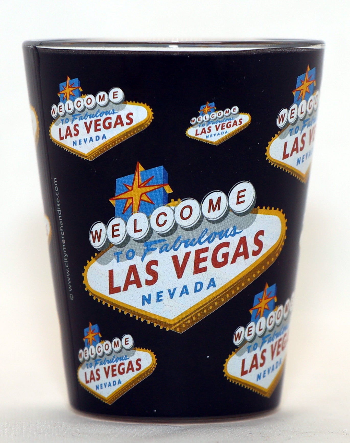 Las Vegas Nevada Black Scattered Welcome Sign Outside Grey Inside Shot Glass