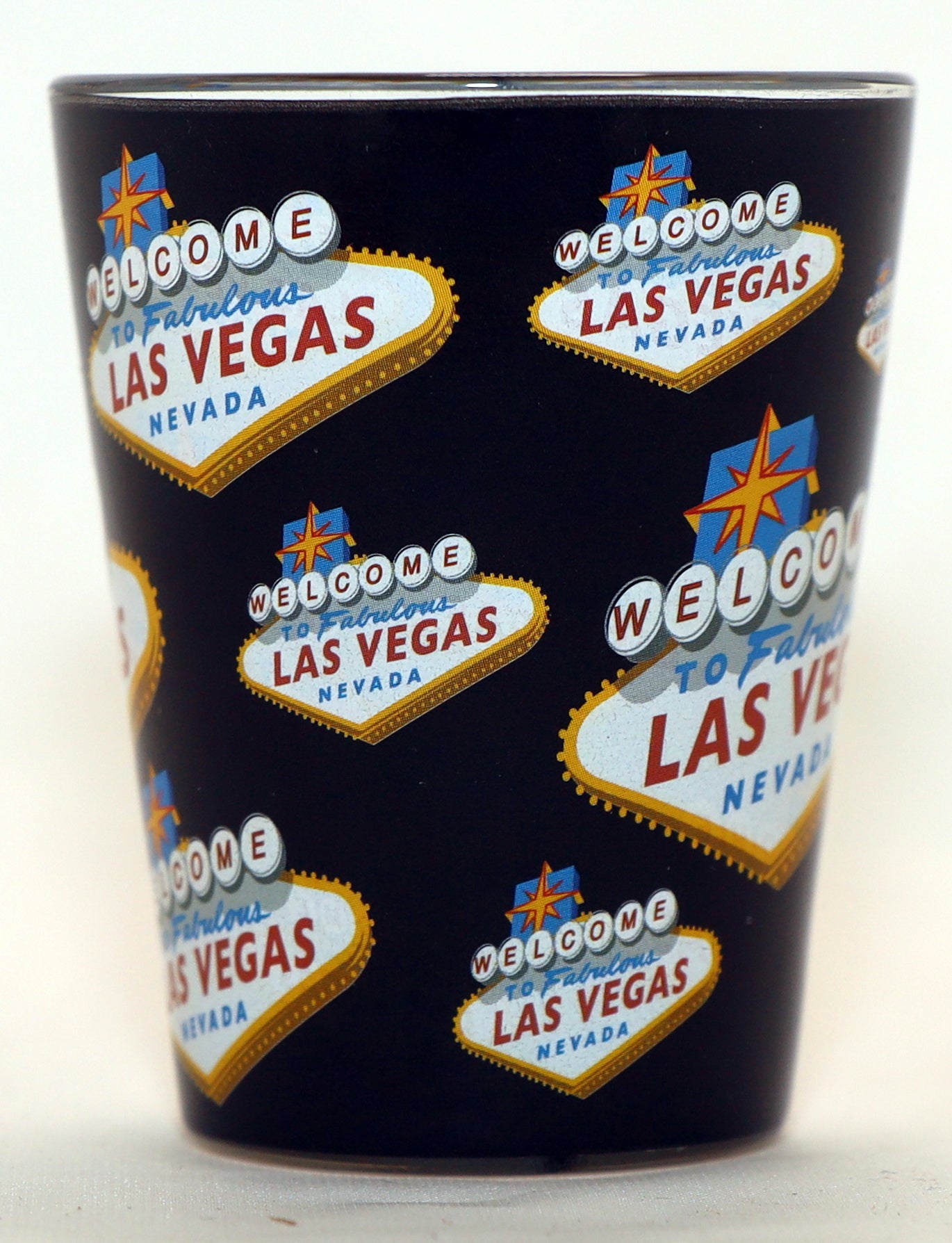 Las Vegas Nevada Black Scattered Welcome Sign Outside Grey Inside Shot Glass