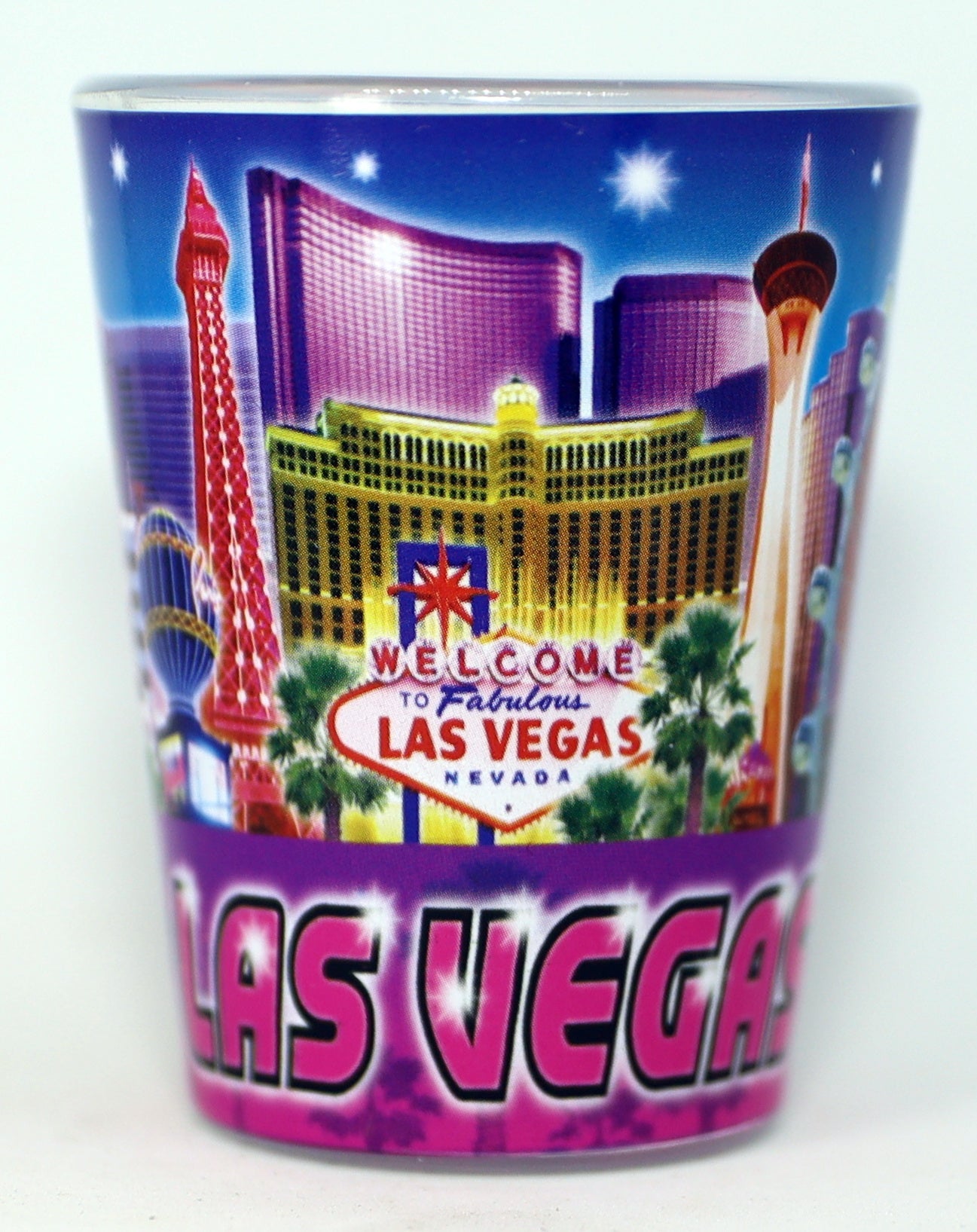 Las Vegas Nevada Blue & Purple Collage Shot Glass