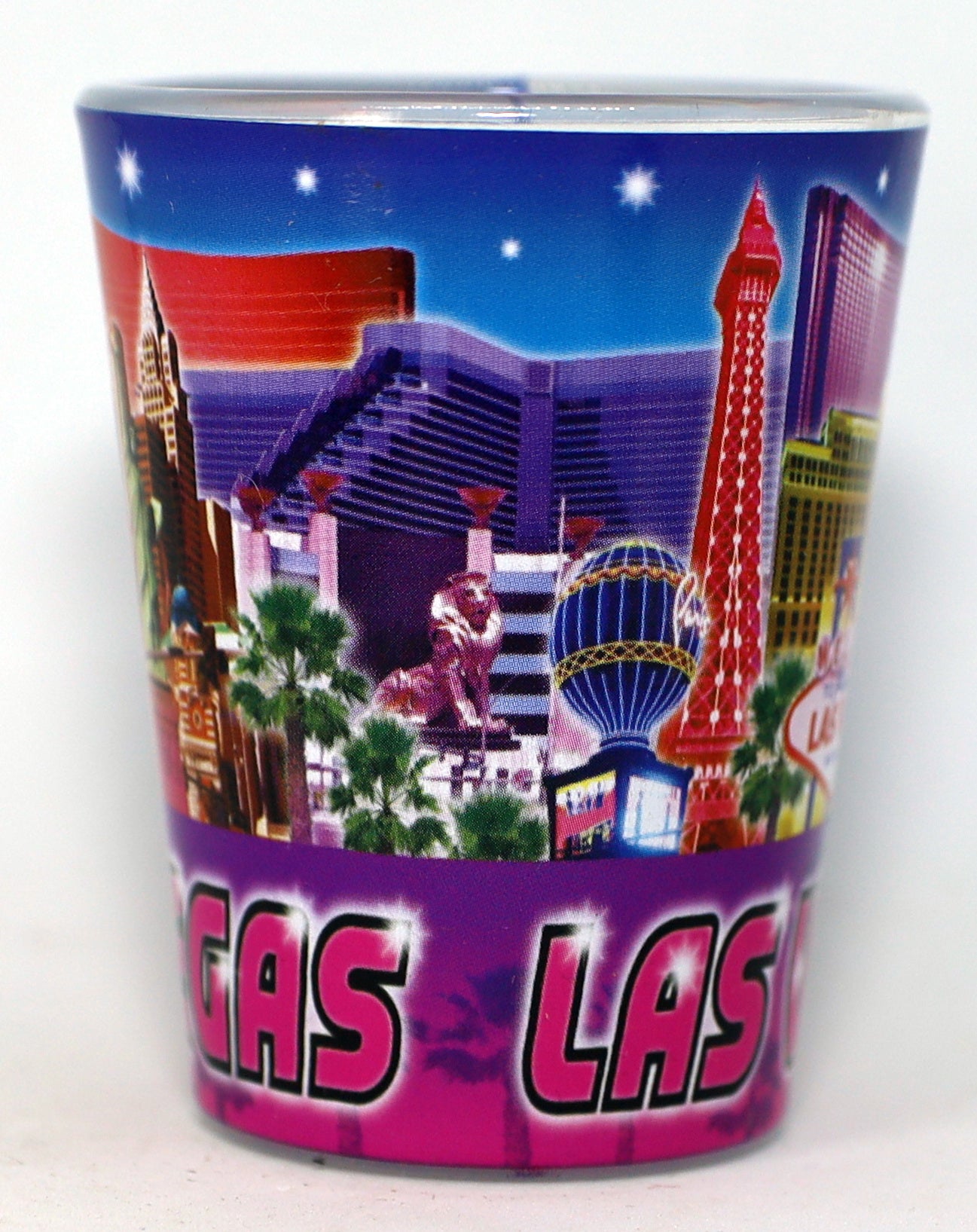 Las Vegas Nevada Blue & Purple Collage Shot Glass