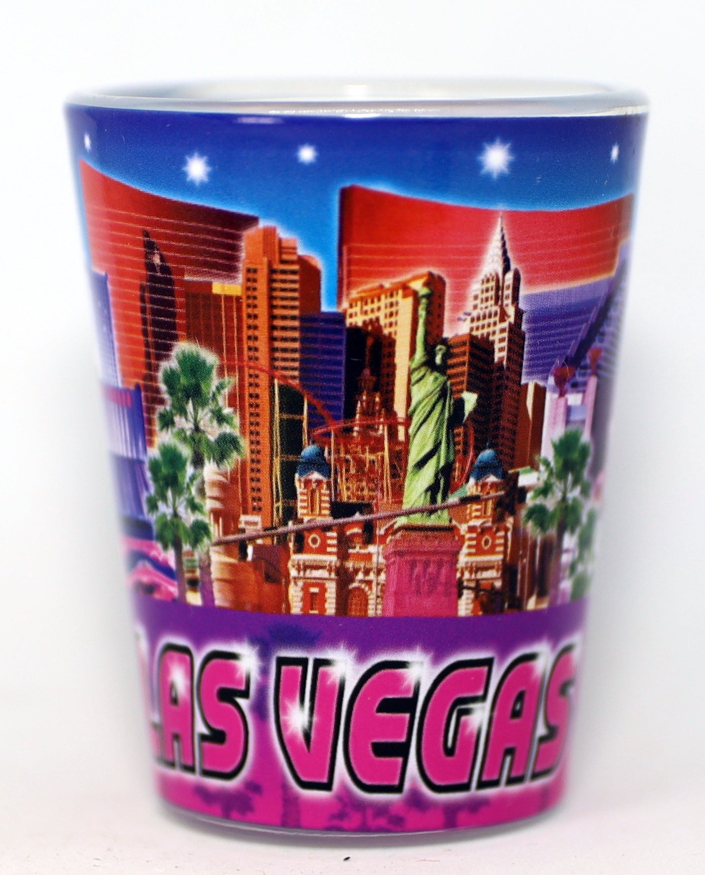 Las Vegas Nevada Blue & Purple Collage Shot Glass