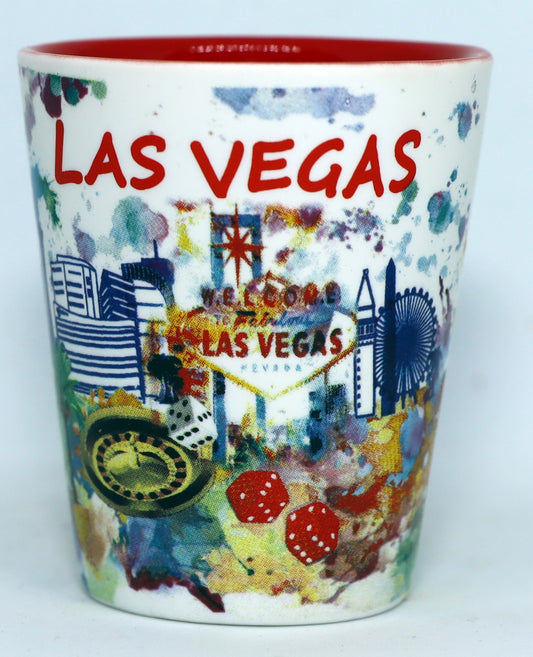 Las Vegas Nevada Ceramic Light Water Color Shot Glass